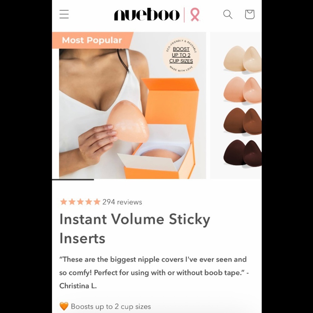 Almost New Nueboo Sticky Bra Inserts - Size B